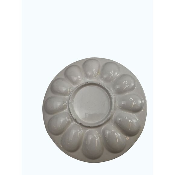 Chicken Deviled Egg Plate With 12 Egg Slots & Yellow Trim Easter Holiday Summer - Picture 8 of 12